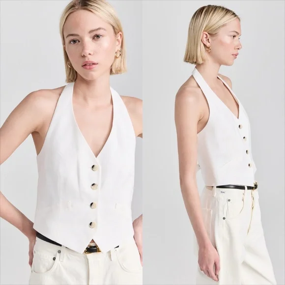 Veronica beard Arabella halter necklinen blend vest